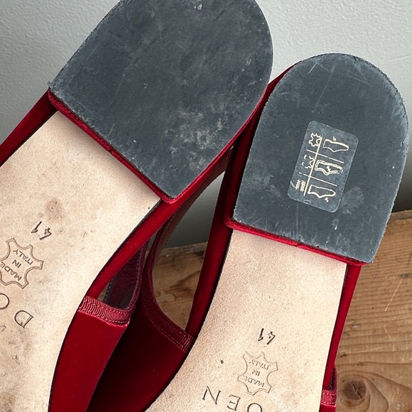 Doen Cossima Slingback Red Velvet Flats Size 41 - Picture 5 of 16